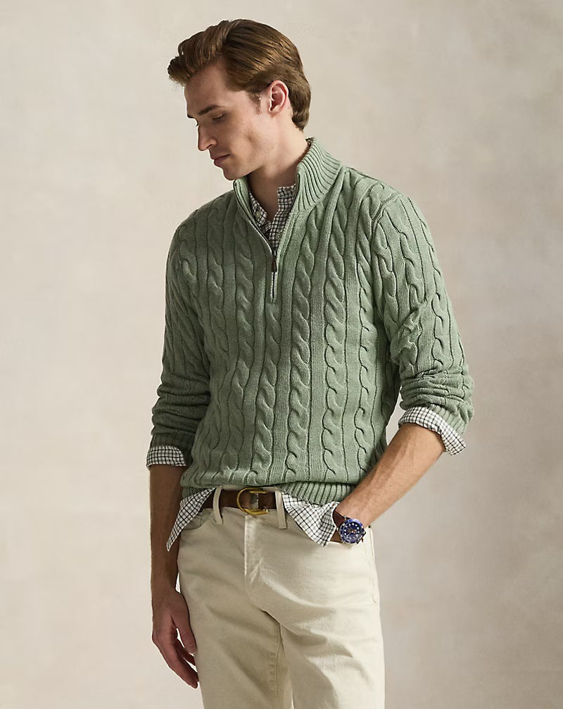Mens Cotton Half Turtleneck Sweater