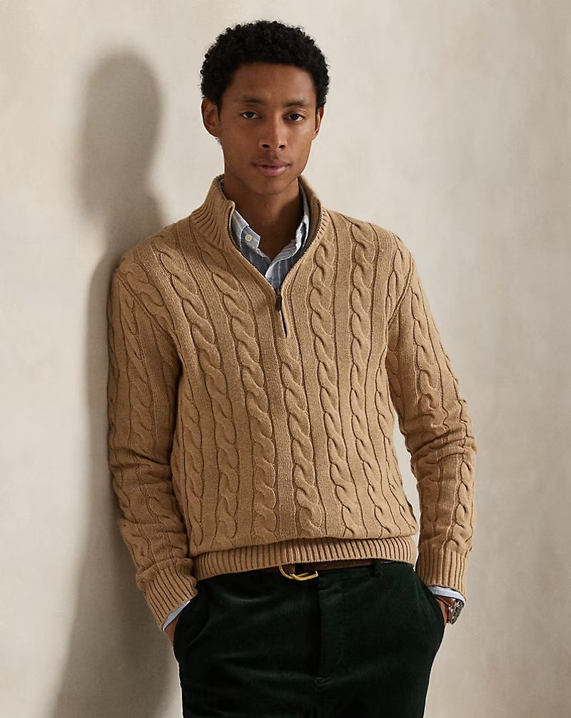 Mens Cotton Half Turtleneck Sweater