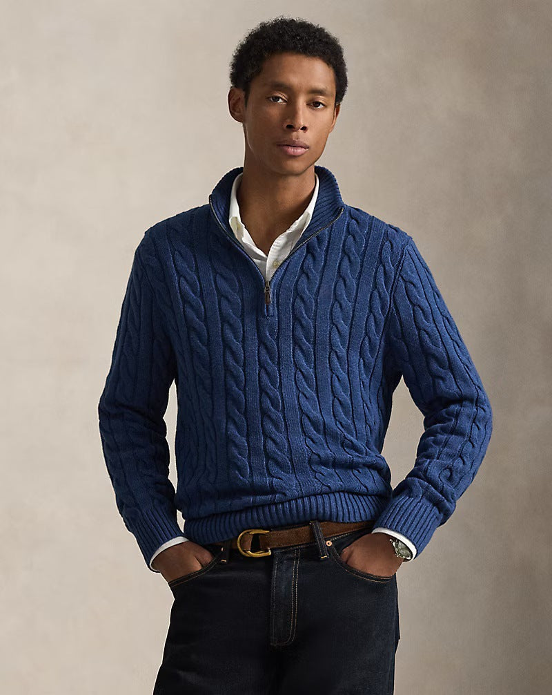 Mens Cotton Half Turtleneck Sweater