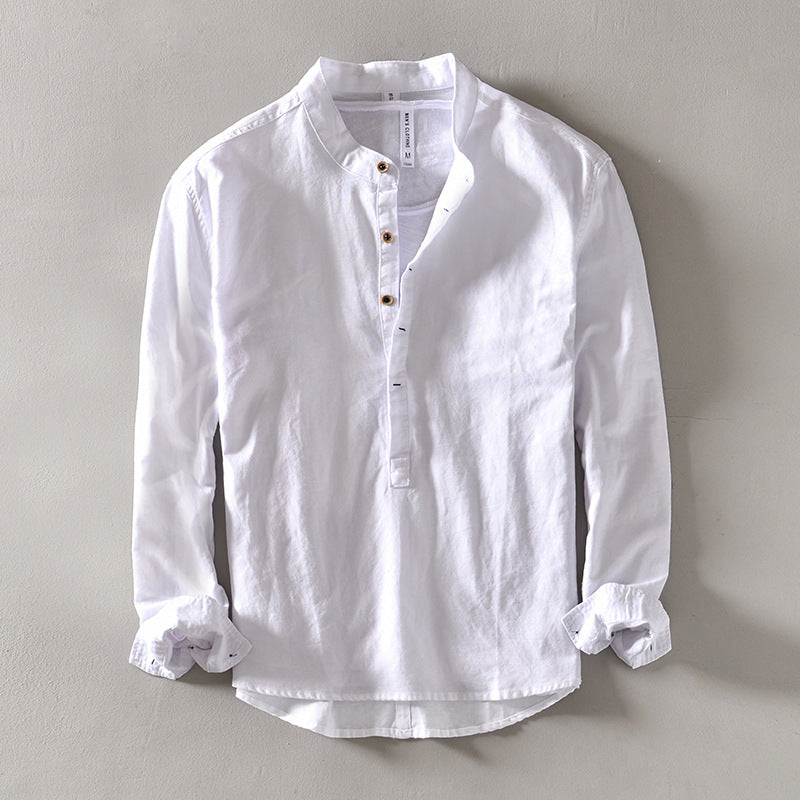 Mens Cotton Linen Casual Shirt