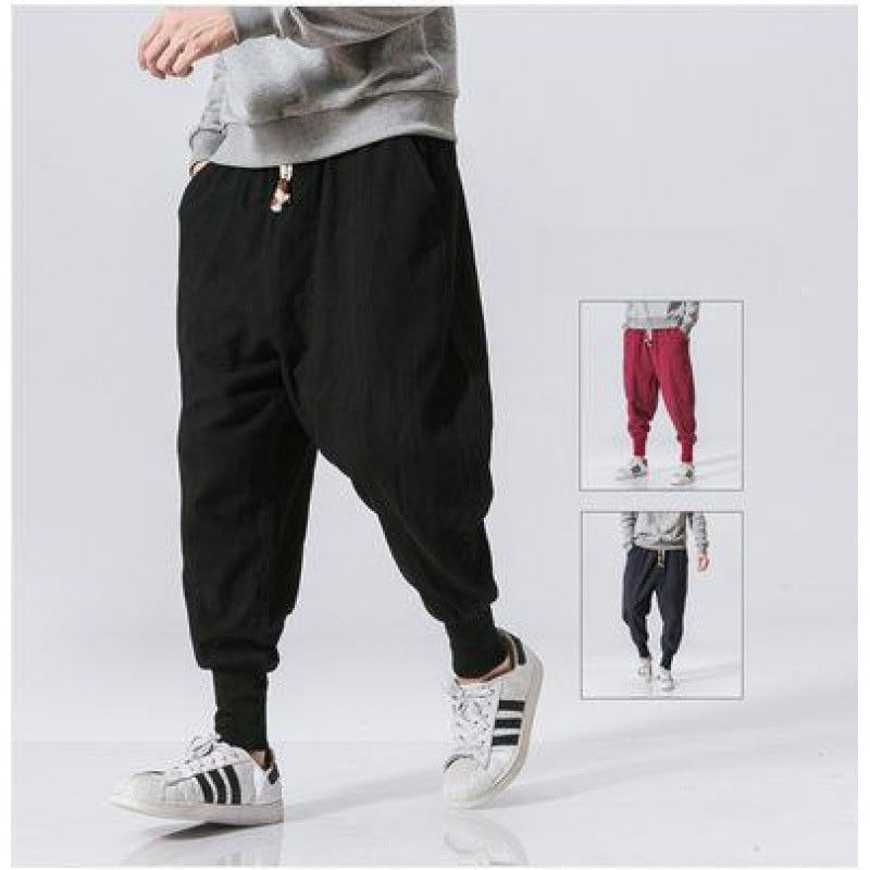 Mens Cotton Linen Harem Casual Pants