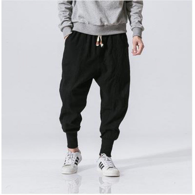 Mens Cotton Linen Harem Casual Pants