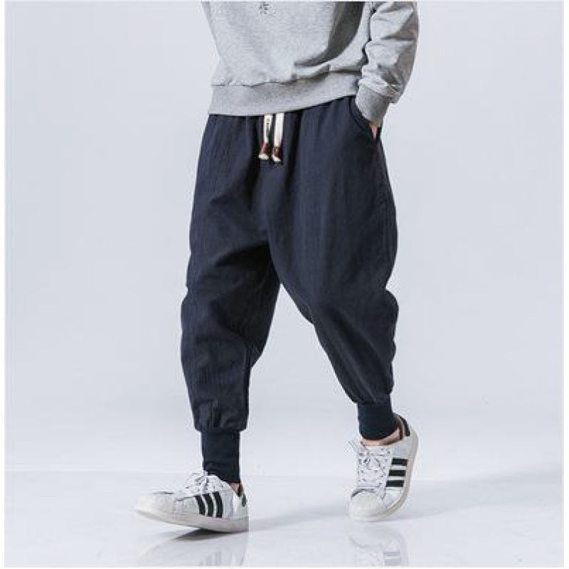 Mens Cotton Linen Harem Casual Pants