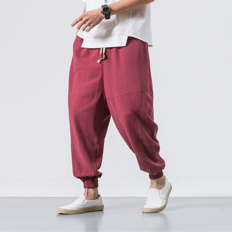 Mens Cotton Linen Harem Casual Pants