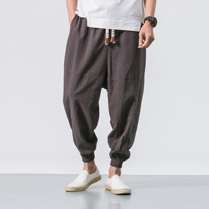 Mens Cotton Linen Harem Casual Pants