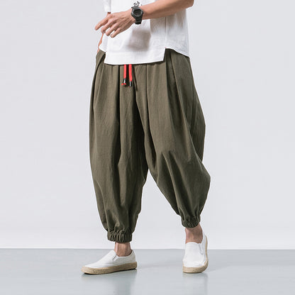 Mens Cotton Linen Harem Casual Pants