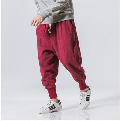 Mens Cotton Linen Harem Casual Pants