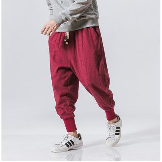 Mens Cotton Linen Harem Pants