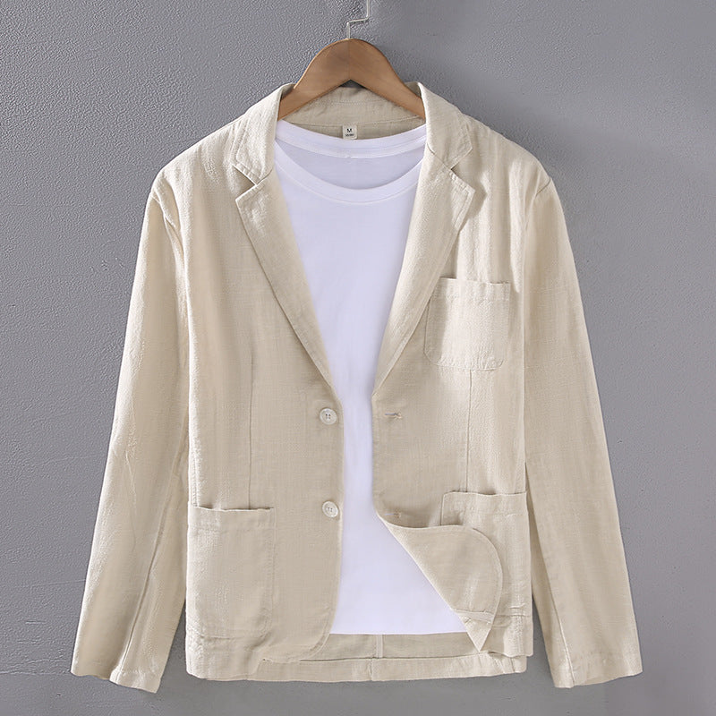 Mens Cotton Linen Suit Jacket