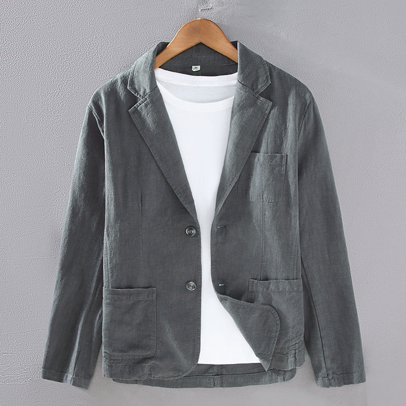 Mens Cotton Linen Suit Jacket