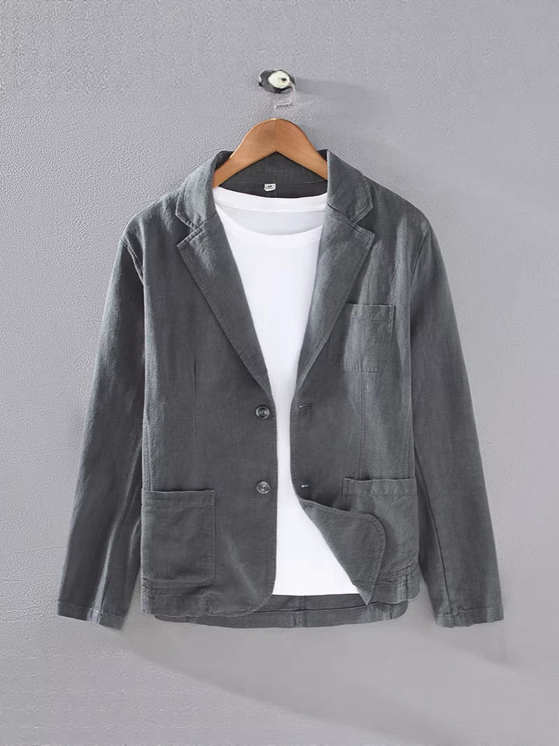 Mens Cotton Linen Suit Jacket