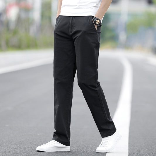 Mens Cotton Loose Straight Leg Casual Pants