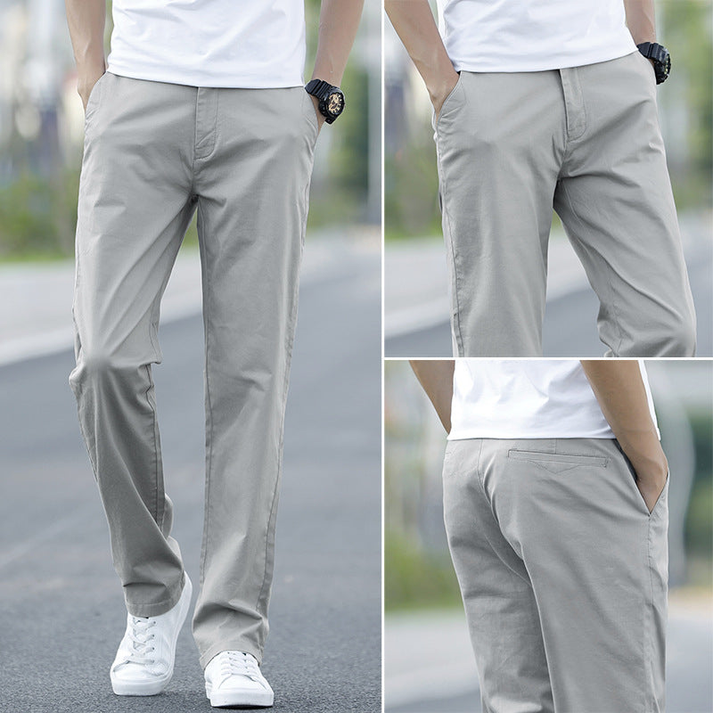 Mens Cotton Loose Straight Leg Casual Pants