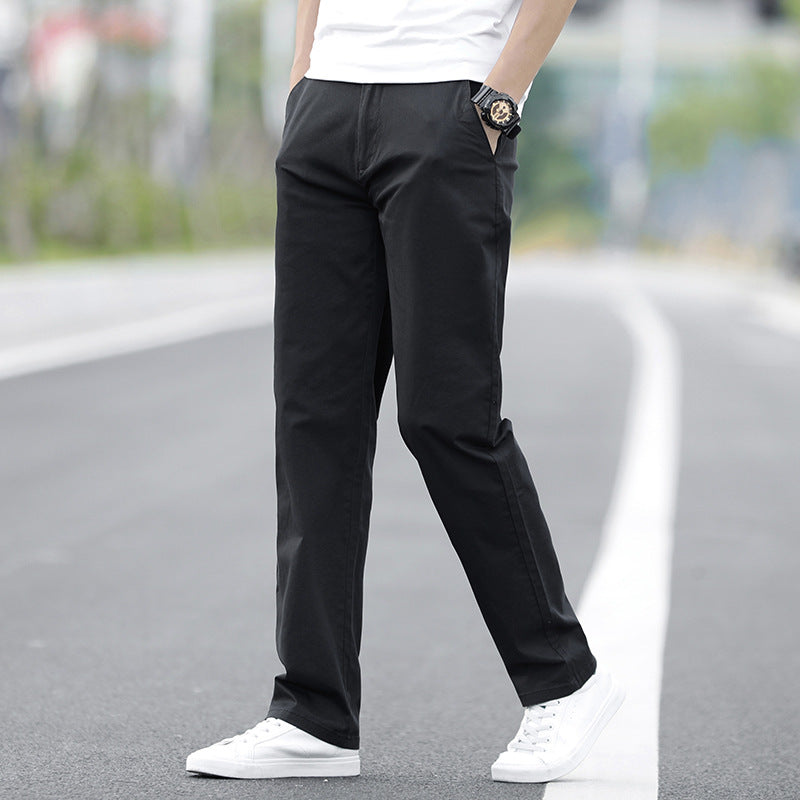 Mens Cotton Loose Straight Leg Casual Pants
