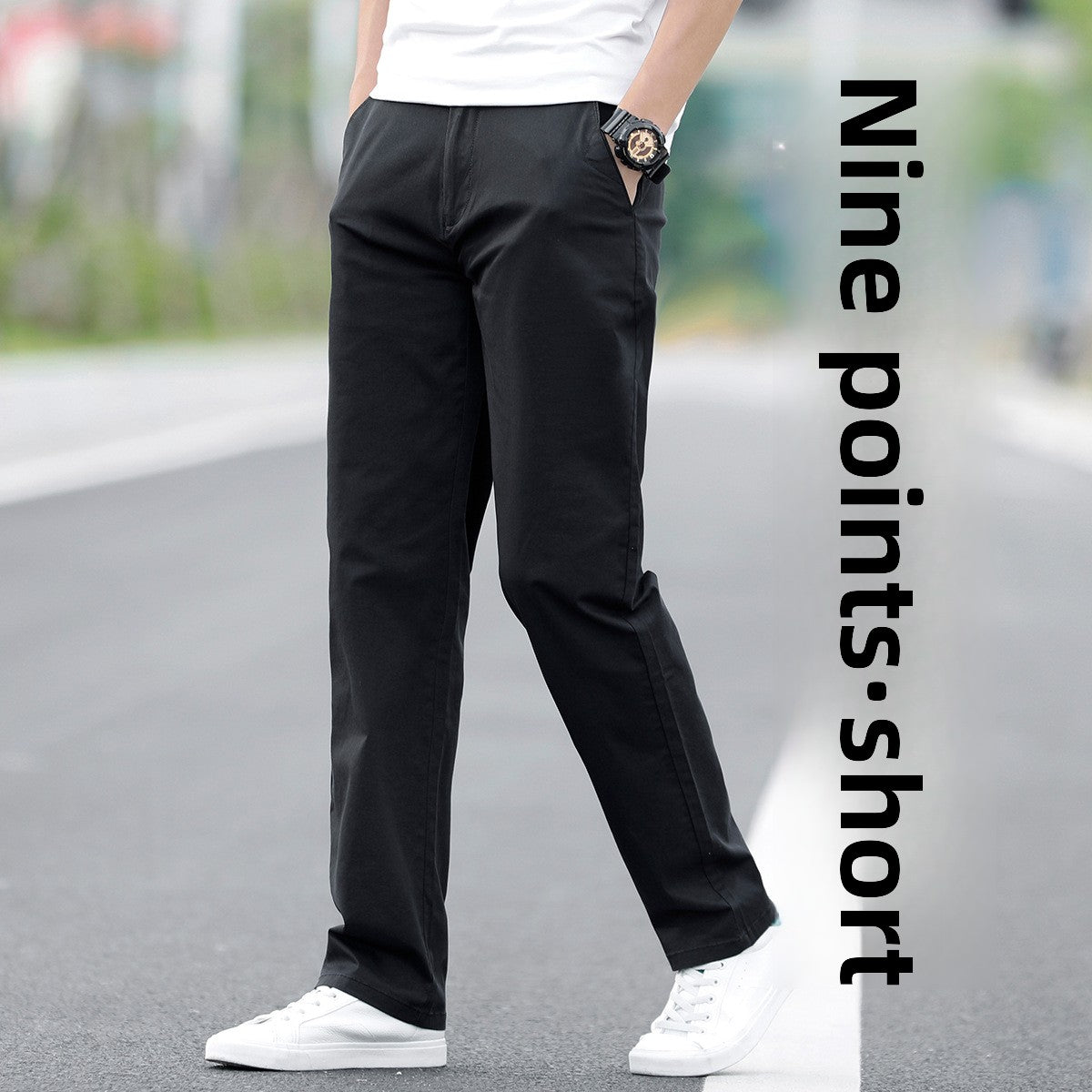 Mens Cotton Loose Straight Leg Casual Pants