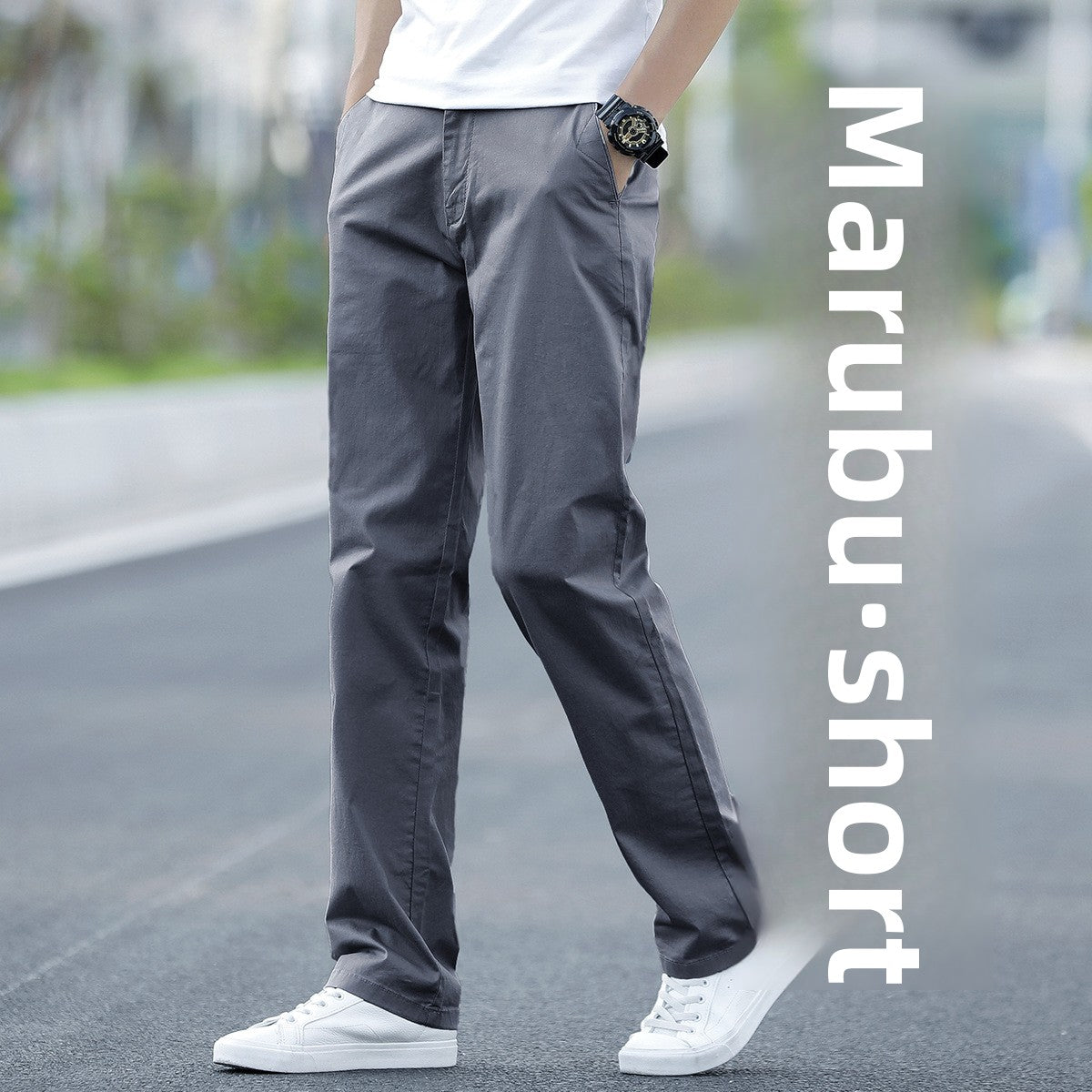 Mens Cotton Loose Straight Leg Casual Pants