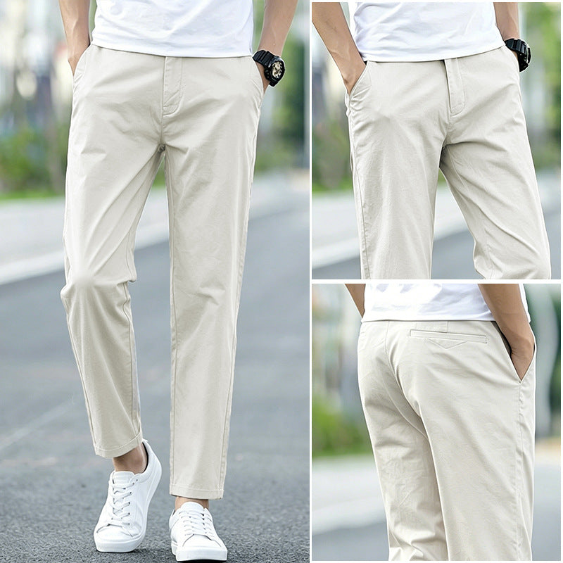 Mens Cotton Loose Straight Leg Casual Pants