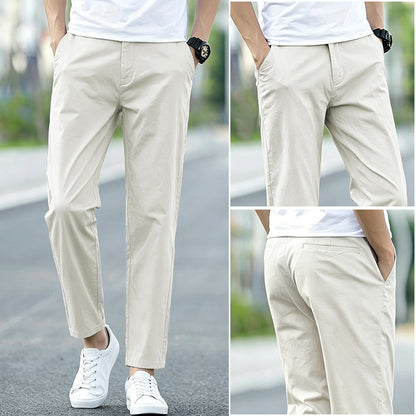 Mens Cotton Loose Straight Leg Casual Pants