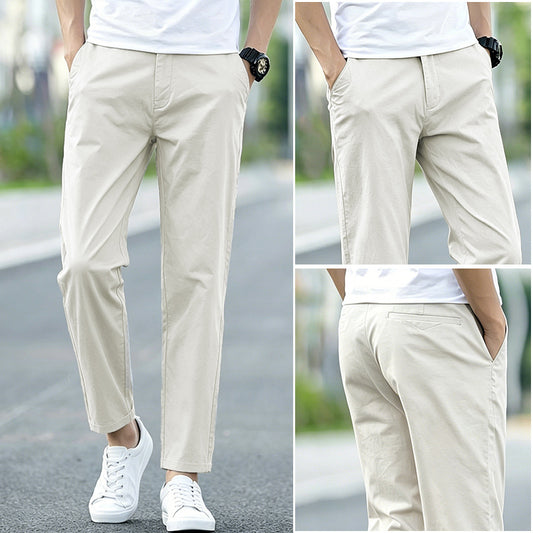 Mens Cotton Loose Straight Leg Casual Pants