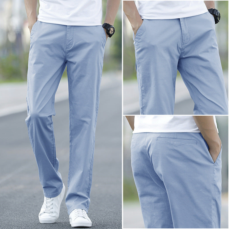 Mens Cotton Loose Straight Leg Casual Pants