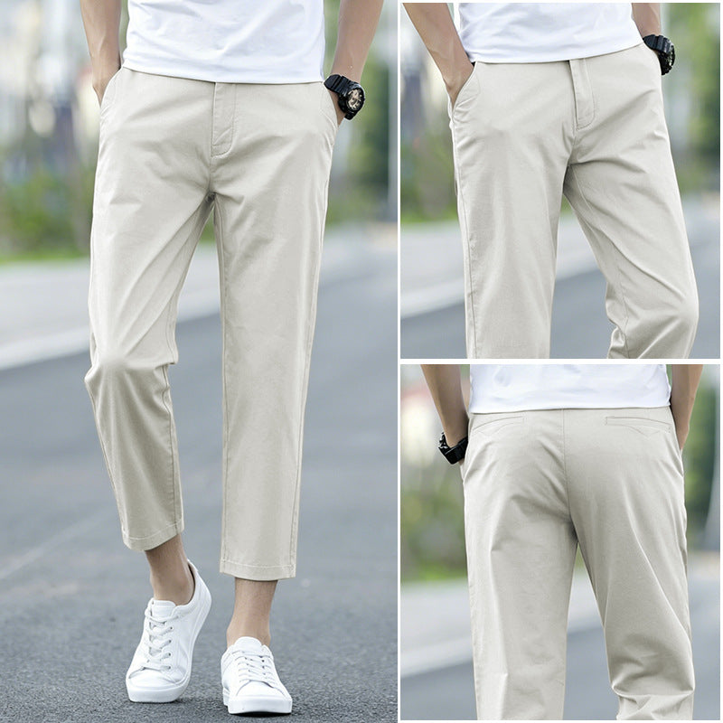Mens Cotton Loose Straight Leg Casual Pants