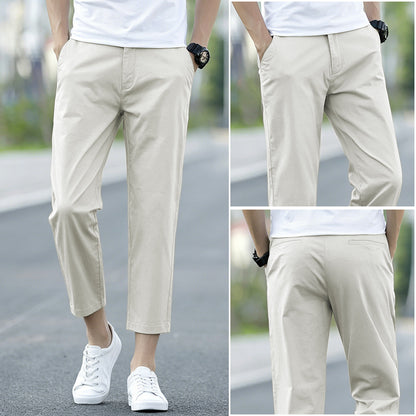 Mens Cotton Loose Straight Leg Casual Pants