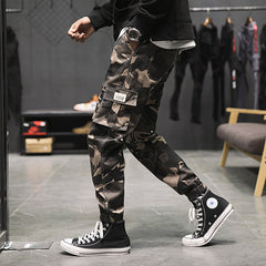 Coffee camouflage nine-point pants