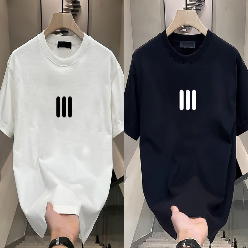 Mens Cotton Short Sleeve Tshirt Loose Fit Printed Tops