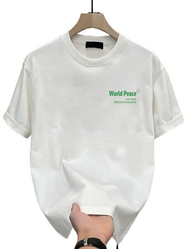 Mens Cotton Short Sleeve Tshirt Loose Fit Printed Tops
