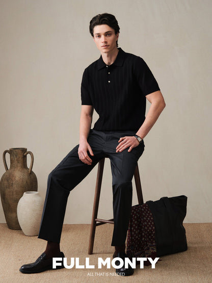 Mens Cotton Striped Polo Shirt