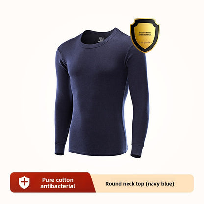 Mens Cotton Thermal Underwear Shirt Round Neck