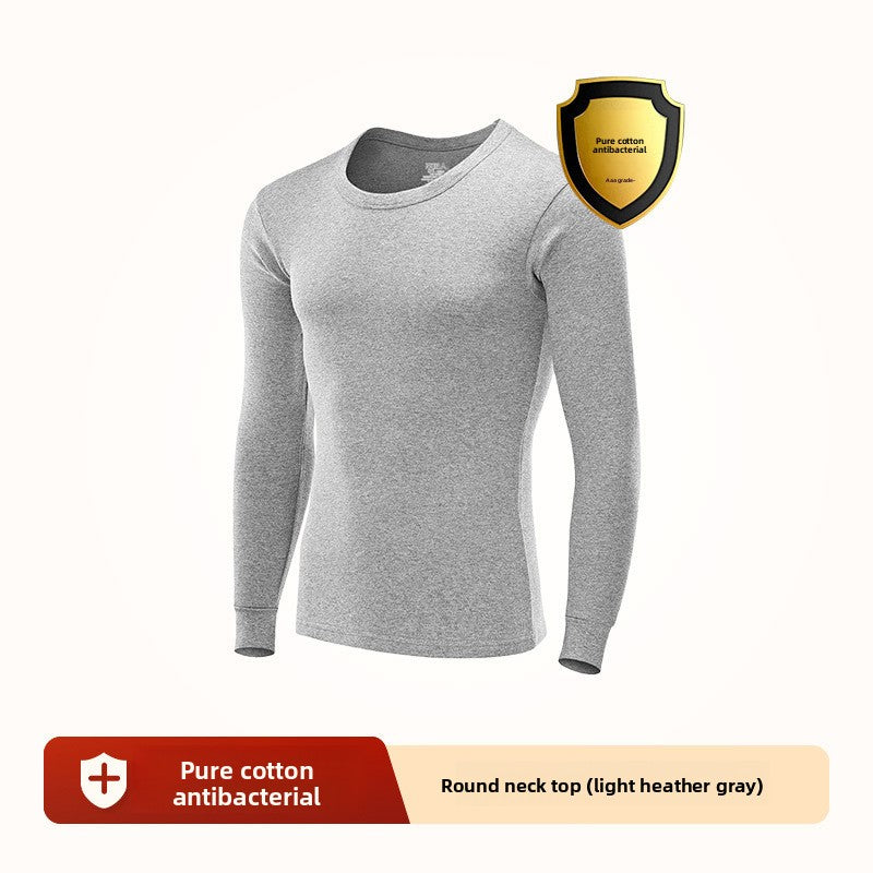 Mens Cotton Thermal Underwear Shirt Round Neck