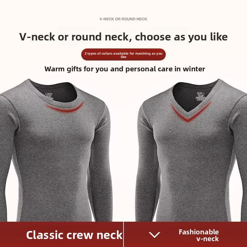 Mens Cotton Thermal Underwear Shirt Round Neck
