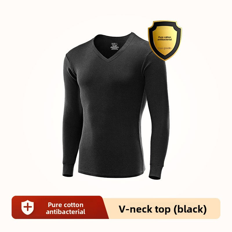 Mens Cotton Thermal Underwear Shirt Round Neck