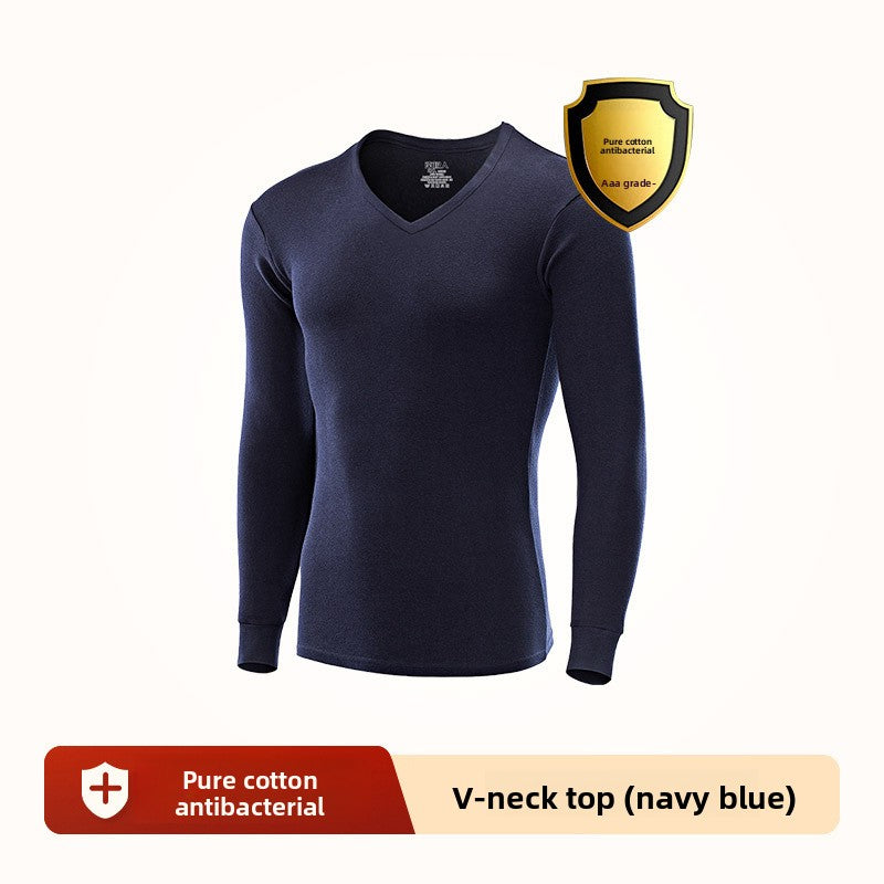 Mens Cotton Thermal Underwear Shirt Round Neck