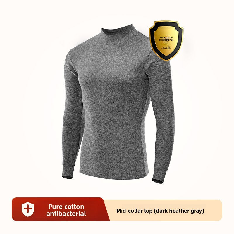 Mens Cotton Thermal Underwear Shirt Round Neck