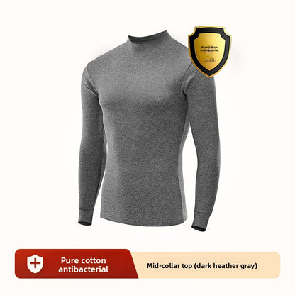 Mens Cotton Thermal Underwear Shirt Round Neck