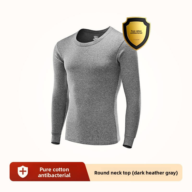 Mens Cotton Thermal Underwear Shirt Round Neck