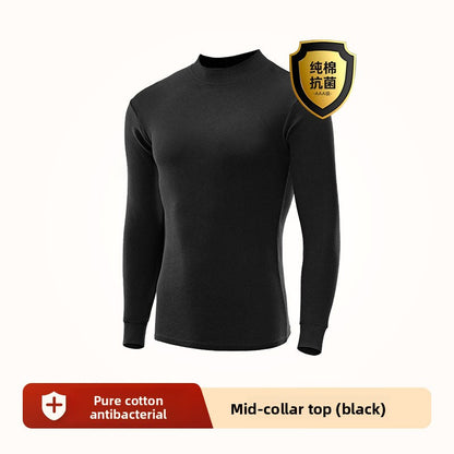 Mens Cotton Thermal Underwear Shirt Round Neck