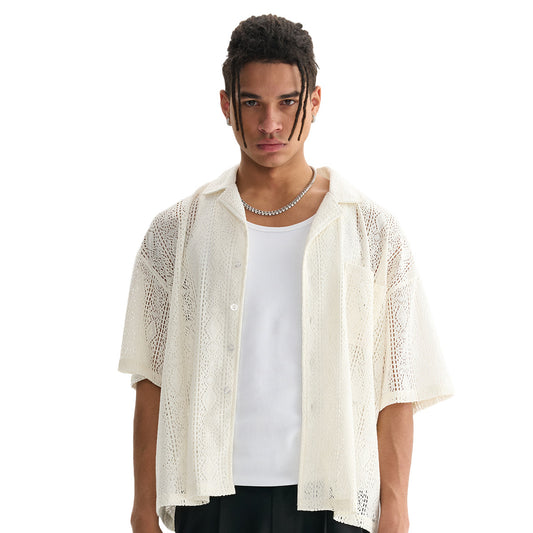 Mens Crochet Lace Shirt