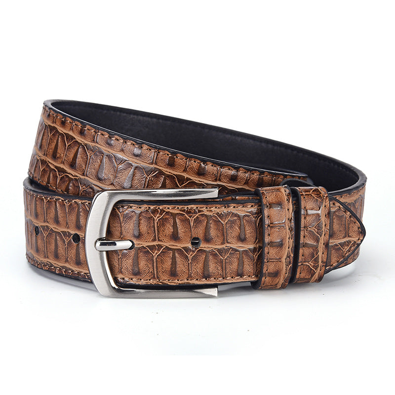 Mens Crocodile Pattern Pin Buckle Belt
