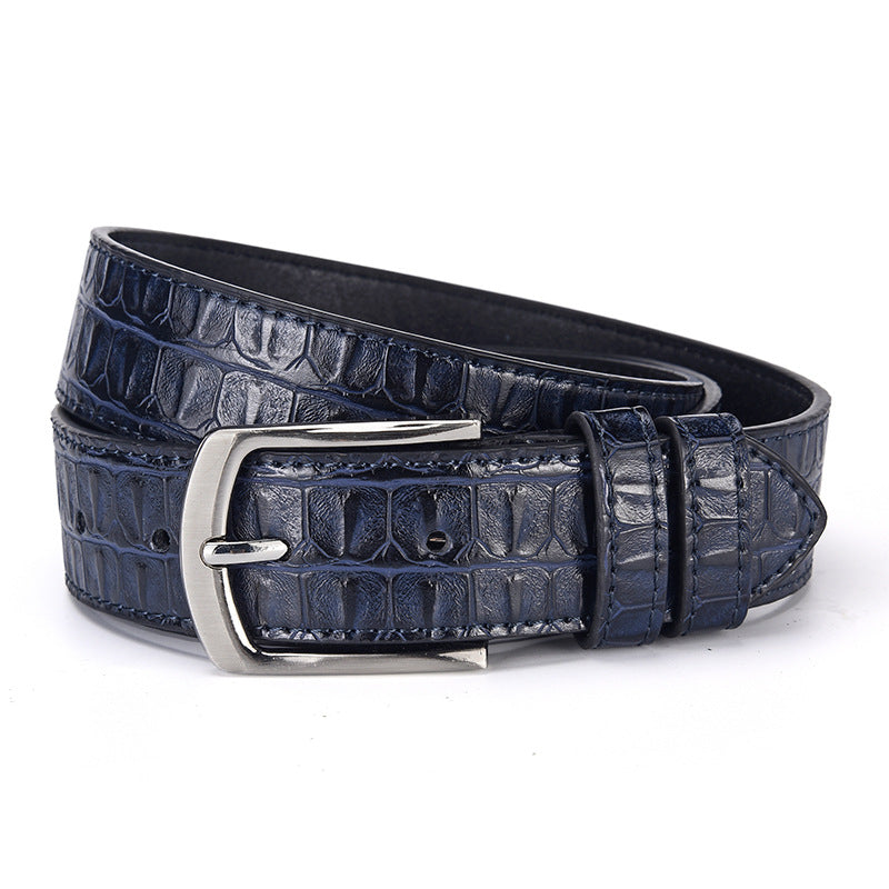 Mens Crocodile Pattern Pin Buckle Belt
