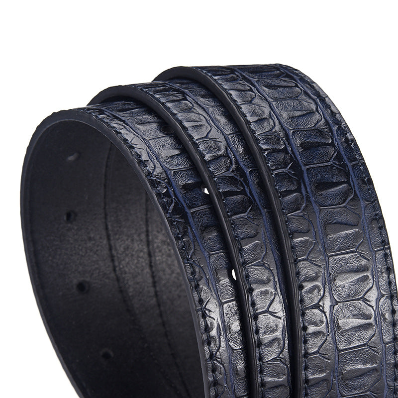 Mens Crocodile Pattern Pin Buckle Belt