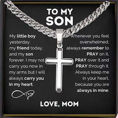 Mens Cross Pendant Necklace with Gift Box