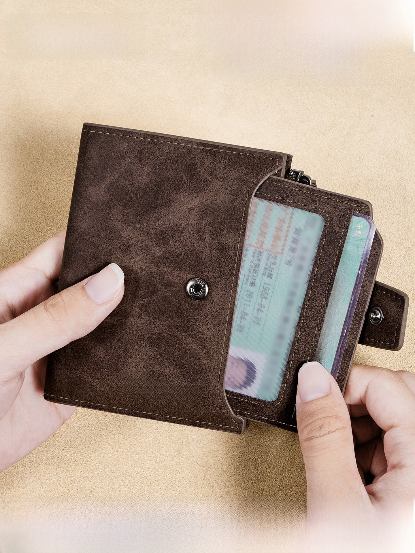 Mens Detachable Short Genuine Leather Wallet