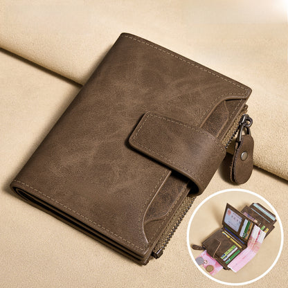 Mens Detachable Short Genuine Leather Wallet