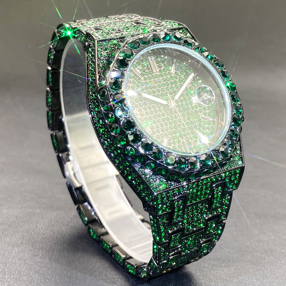 Mens Diamond Luminous Quartz Watch