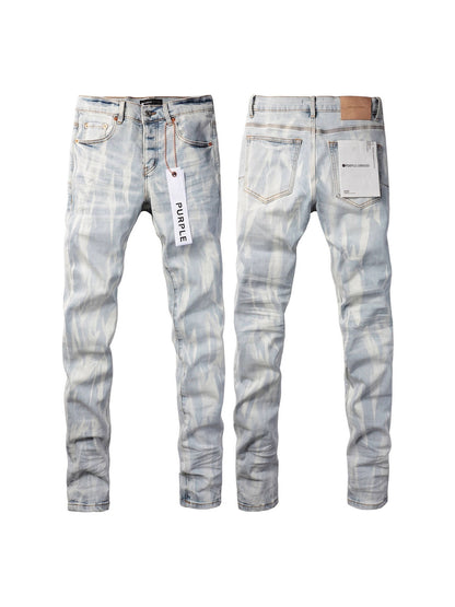 Mens Distressed Denim Jeans with Embroidery