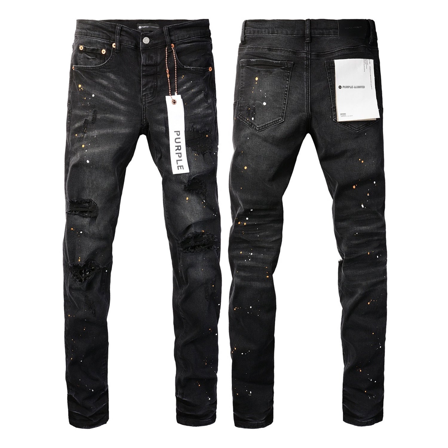 Mens Distressed Denim Jeans with Embroidery