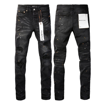 Mens Distressed Denim Jeans with Embroidery